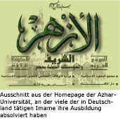 Ausschnitt aus der Homepage der Azhar-Universität, an der viele der in Deutschland tätigen Imame ihre Ausbildung absolviert haben