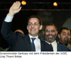 Prsident Sarkozy whrend seiner Zeit als Innenminister mit dem Präsidenten der UOIF, Jhah Thami Brèze